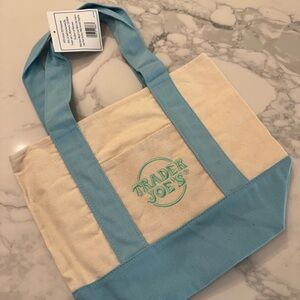 Trader Joe's Mini Tote Bag, Blue, New w Tags